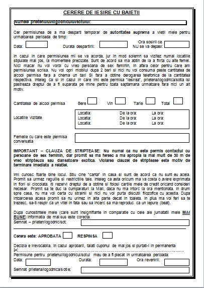 cerere de iesire cu baietii